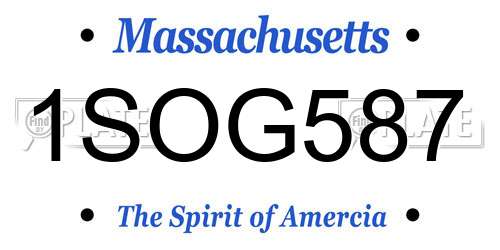 1SOG587 Massachusetts License Plate