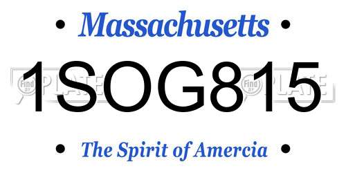 1SOG815 Massachusetts License Plate