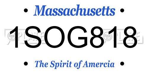 1SOG818 Massachusetts License Plate