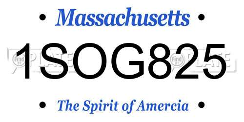 1SOG825 Massachusetts License Plate