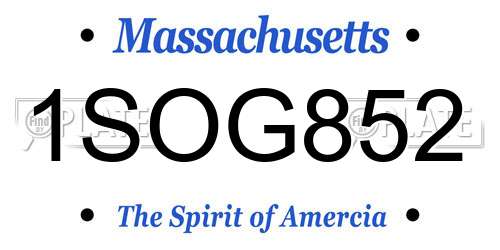 1SOG852 Massachusetts License Plate