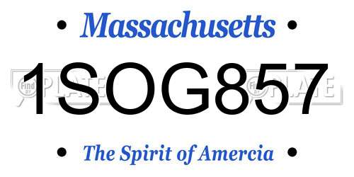 1SOG857 Massachusetts License Plate