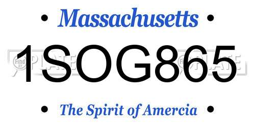 1SOG865 Massachusetts License Plate