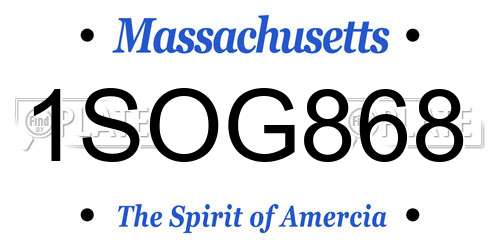 1SOG868 Massachusetts License Plate