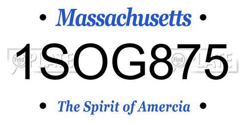 1SOG875 Massachusetts License Plate