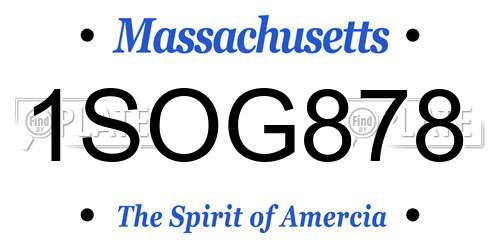 1SOG878 Massachusetts License Plate