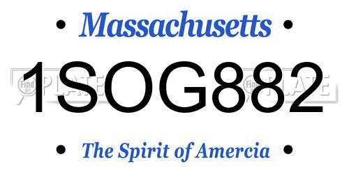 1SOG882 Massachusetts License Plate