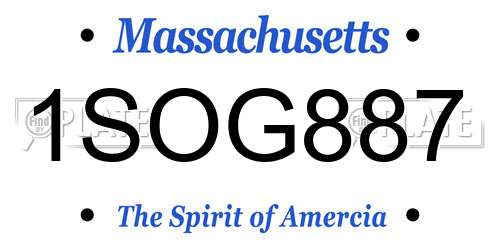 1SOG887 Massachusetts License Plate