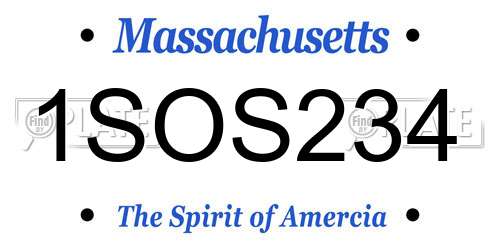 1SOS234 Massachusetts License Plate