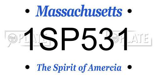 1SP531 Massachusetts License Plate