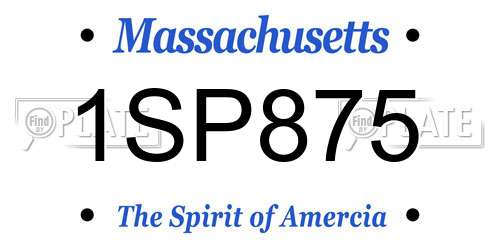 1SP875 Massachusetts License Plate
