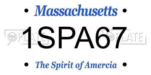 1SPA67 Massachusetts License Plate
