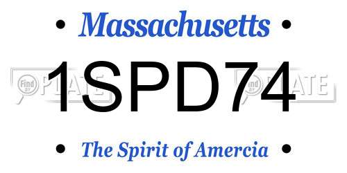 1SPD74 Massachusetts License Plate