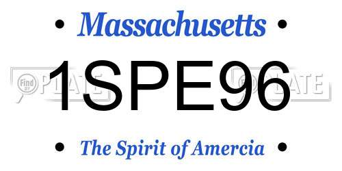 1SPE96 Massachusetts License Plate