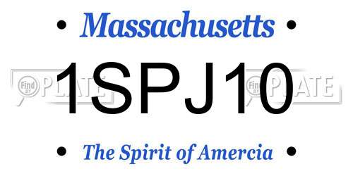 1SPJ10 Massachusetts License Plate
