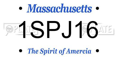 1SPJ16 Massachusetts License Plate
