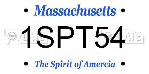 1SPT54 Massachusetts License Plate