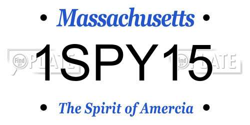 1SPY15 Massachusetts License Plate