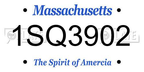 1SQ3902 Massachusetts License Plate