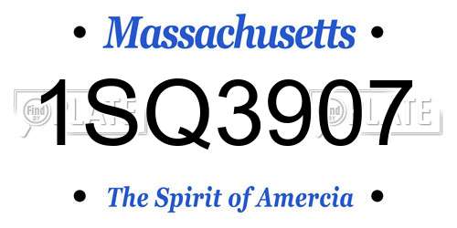 1SQ3907 Massachusetts License Plate
