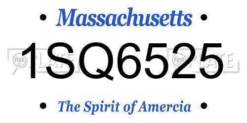 1SQ6525 Massachusetts License Plate