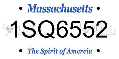 1SQ6552 Massachusetts License Plate