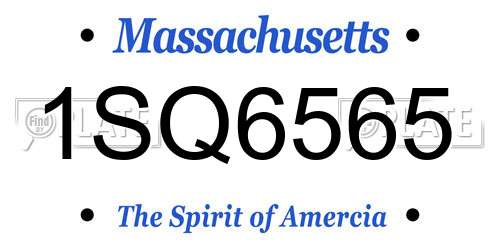 1SQ6565 Massachusetts License Plate