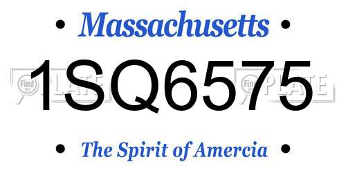 1SQ6575 Massachusetts License Plate