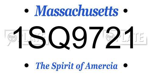 1SQ9721 Massachusetts License Plate