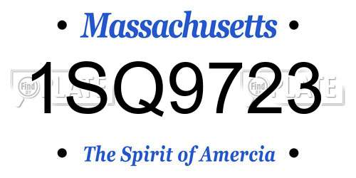1SQ9723 Massachusetts License Plate