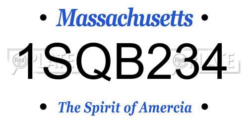 1SQB234 Massachusetts License Plate