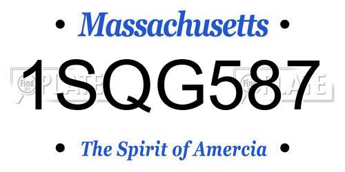 1SQG587 Massachusetts License Plate