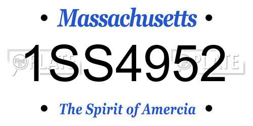 1SS4952 Massachusetts License Plate