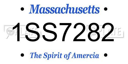 1SS7282 Massachusetts License Plate