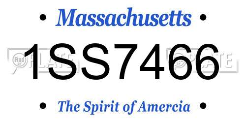 1SS7466 Massachusetts License Plate