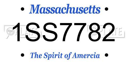 1SS7782 Massachusetts License Plate