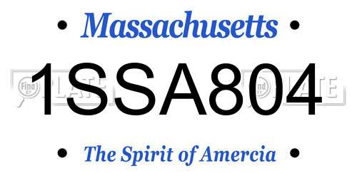 1SSA804 Massachusetts License Plate