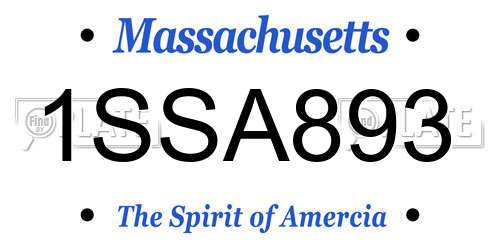 1SSA893 Massachusetts License Plate