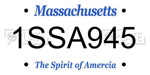 1SSA945 Massachusetts License Plate
