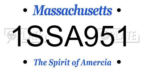 1SSA951 Massachusetts License Plate