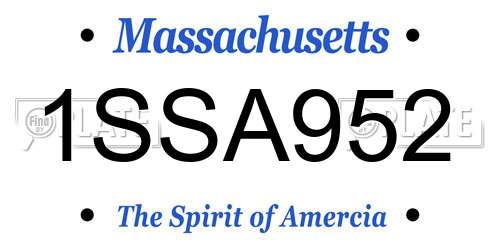 1SSA952 Massachusetts License Plate