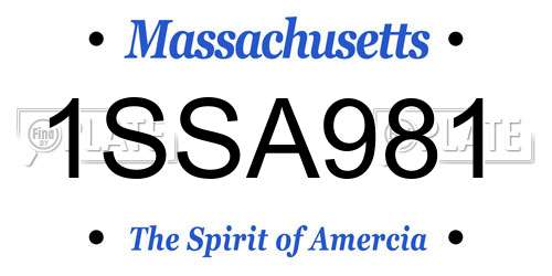 1SSA981 Massachusetts License Plate