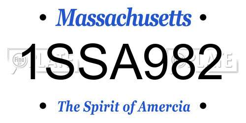 1SSA982 Massachusetts License Plate