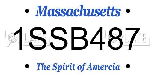 1SSB487 Massachusetts License Plate