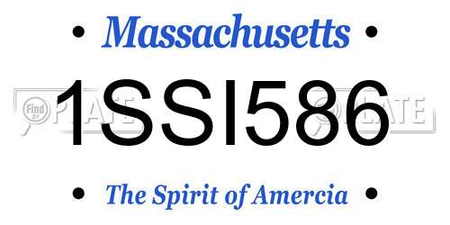 1SSI586 Massachusetts License Plate