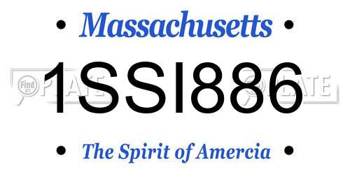1SSI886 Massachusetts License Plate