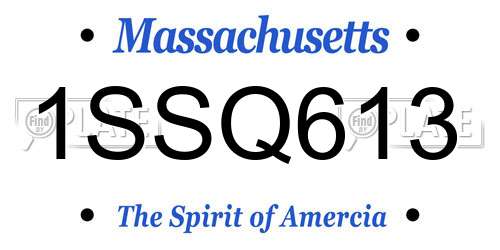 1SSQ613 Massachusetts License Plate