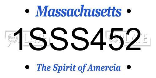 1SSS452 Massachusetts License Plate