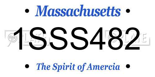 1SSS482 Massachusetts License Plate