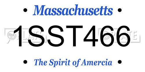 1SST466 Massachusetts License Plate
